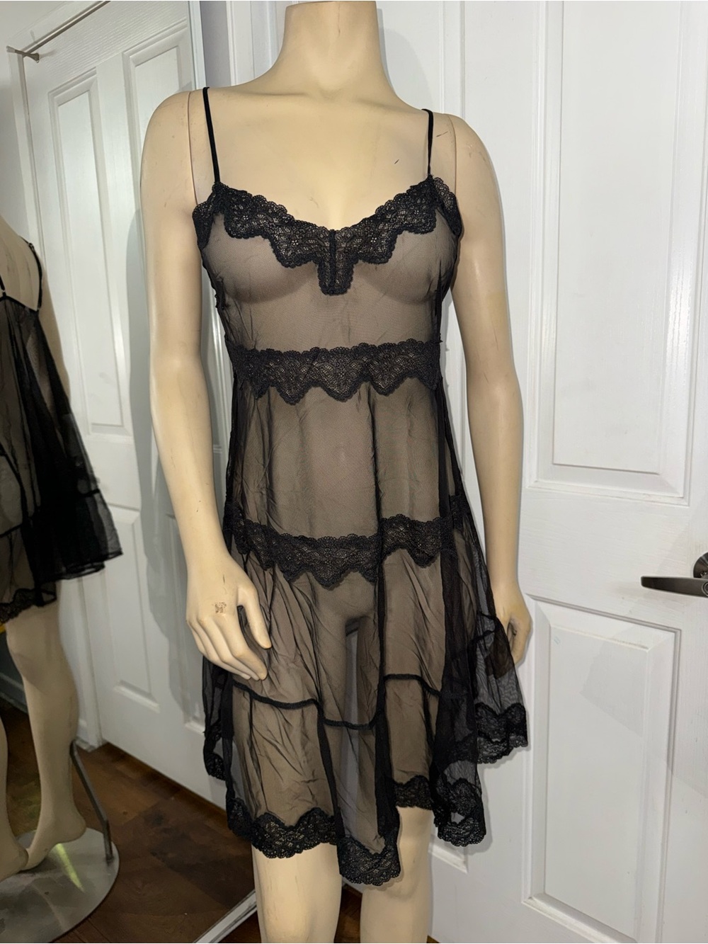Victoria's Secret Black Sheer Lace Chemise
